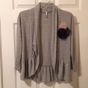 Grey Cardigan with flowers